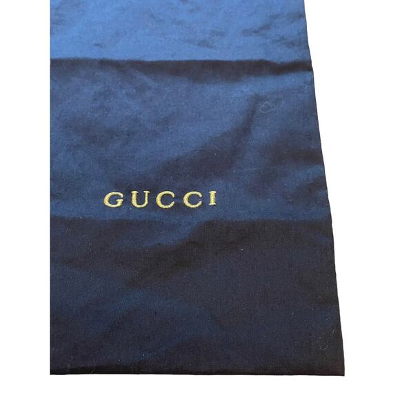 Gucci Small Rectangle Dust Bag Drawstring Embroidered Black Gold Cotton Storage - Picture 3 of 5